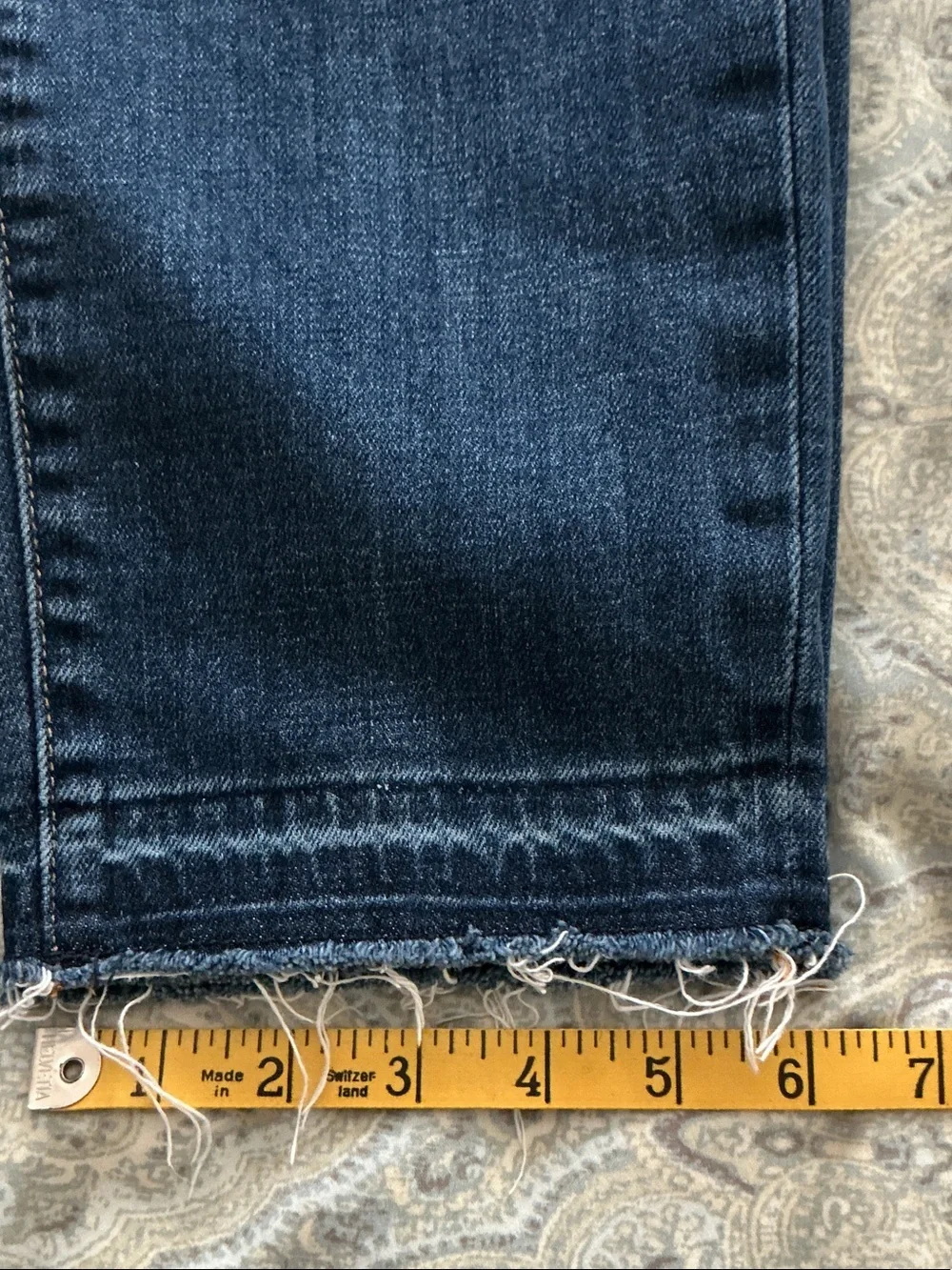 Talbots Dark Blue Cropped Straight-Leg Jeans with Frayed Hem
